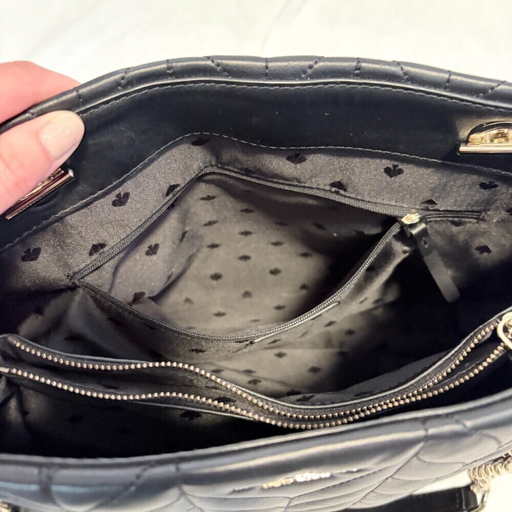 Kate Spade Briar Lane Quilted Willis Tote Bag Black Silver Handwear Chic Luxury - Picture 13 of 16